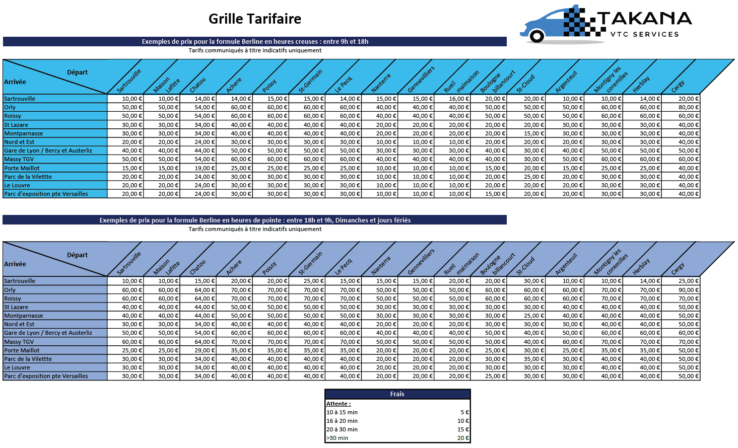 grille tarifaire